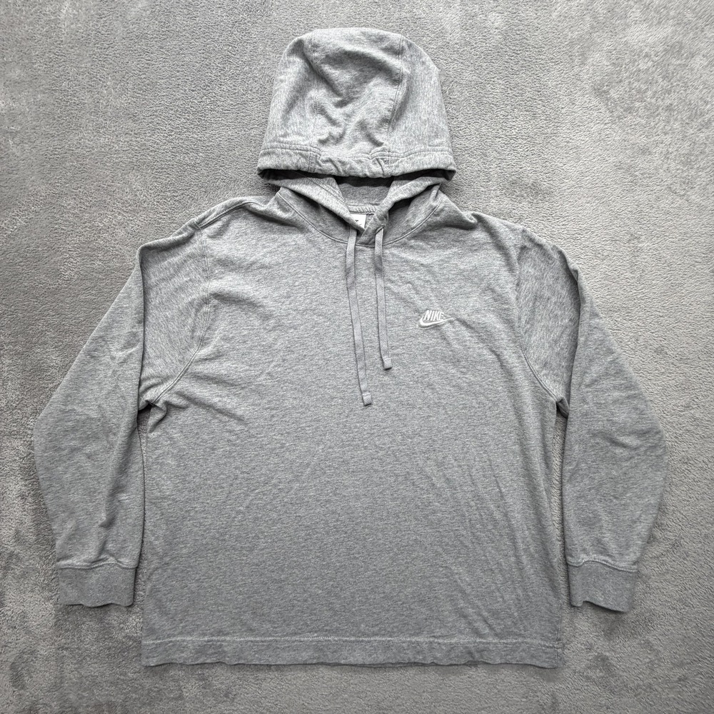 Nike Hoodie Mens Large Gray Fleece Pullover Hooded Drawstring Swoosh BV2749-063
